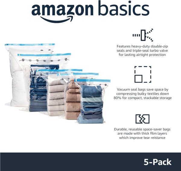 Amazon Basics Vacuum Storage Bags Durable Reusable Hand Pump-1