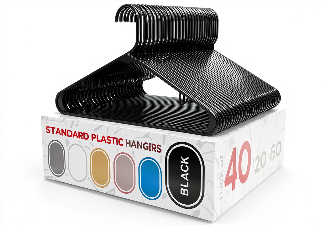 Sharpty plastic hangers displayed on a closet rod