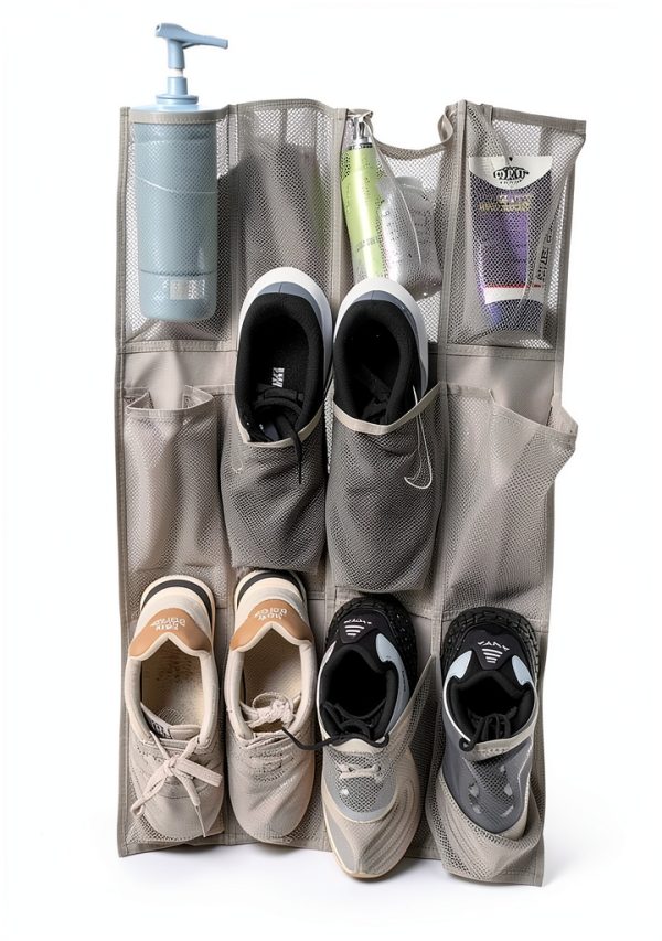 Amazon Basics Mesh Shoe Organizer Portable Grey-4