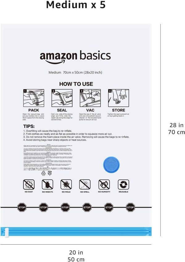 Amazon Basics Vacuum Storage Bags Durable Reusable Hand Pump-5