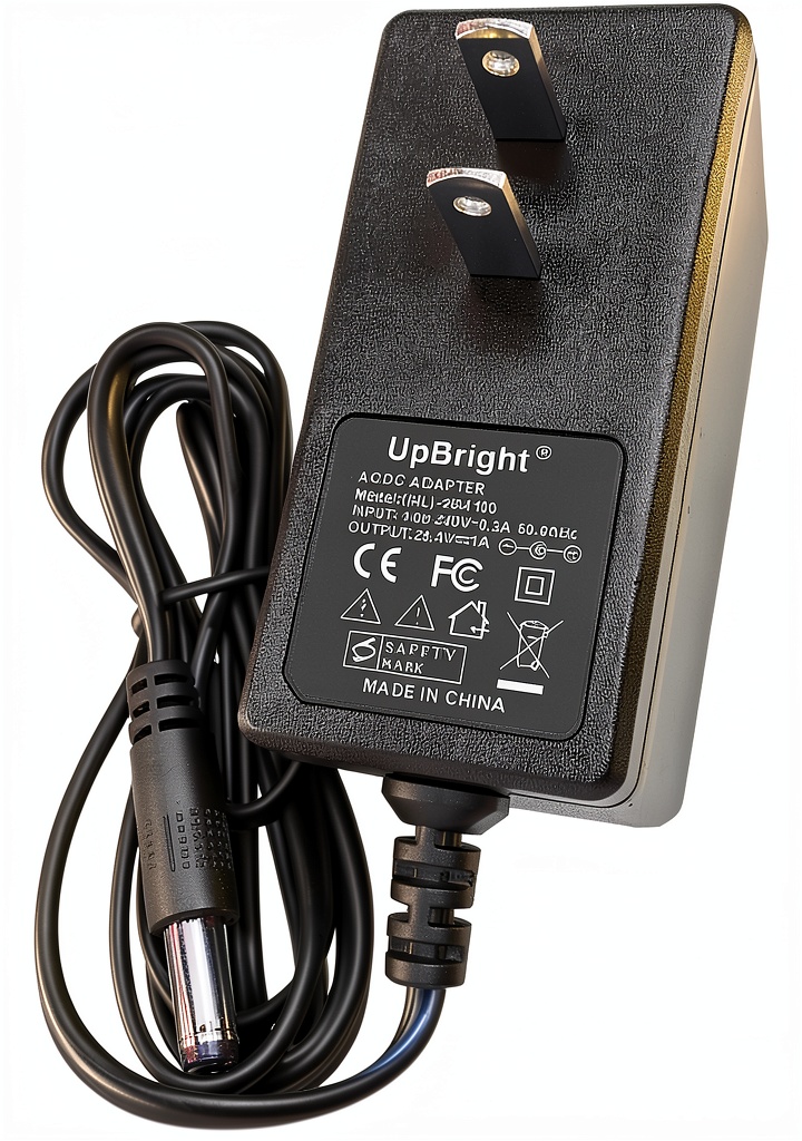 UpBright 24V adapter connected to a Hyper HPR350 electric motorcycle