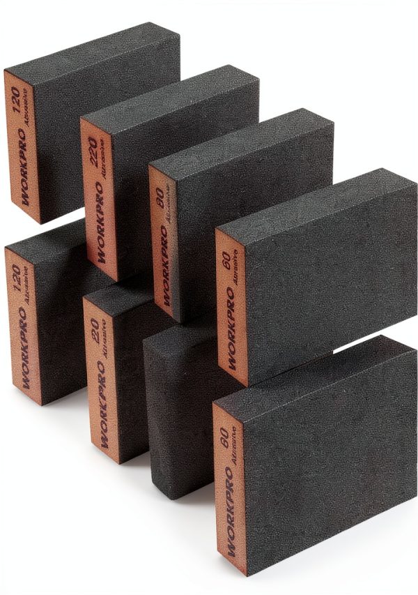 WORKPRO Sanding Sponge, 8 Pack Wet and Dry Dual-use Sanding Block, 60/80/120/220 Grit Assortment, Reusable Sandpaper Block for Wood, Metal, and Drywall-0